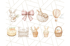 Muted Spring Bunnies PNG ,Watercolor Bunny Clipart Easter Product Image 6