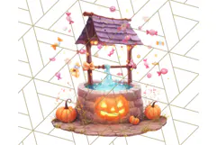 Pastel Halloween Town PNG Clipart, Spooky Shops & Homes Png Product Image 2