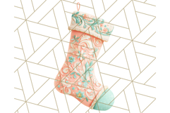 Coral and Aqua Christmas Clipart PNG, Pastel Holiday Art Product Image 2