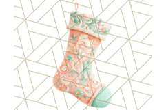 Coral and Aqua Christmas Clipart PNG, Pastel Holiday Art Product Image 2