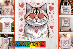 Unique TOTE BAG Art PNG, Valentines Cat Product Image 1