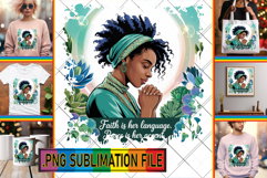 LUMINOUS Sublimation TSHIRT PNG, Praying Woman Product Image 1