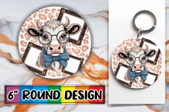 Timeless Keychain Circle Design, Cute Cow Product Image 1