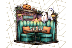 Ghost Café PNG Clipart, Cute Ghost Baristas Halloween Treats Product Image 2
