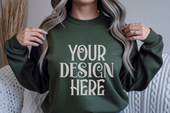 Forest Green Gildan 18500 Sweatshirt Mockup, Unisex mockups Product Image 1
