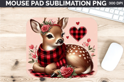 Watercolor Deer Mouse Pad Sublimation - Valentines PNG Product Image 1