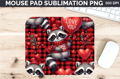 Watercolor Raccoon Mouse Pad Sublimation - Valentines PNG Product Image 1