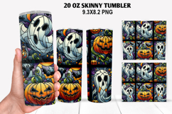 Ghost Skinny Tumbler 20oz Wrap Design, Halloween Tumbler PNG Product Image 1