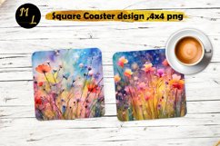 Spring flower Square Coaster png,Flowers Coaster design Product Image 1