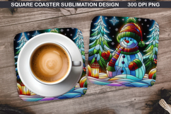 Snowman Coaster Sublimation, Christmas Coaster PNG Design Product Image 1