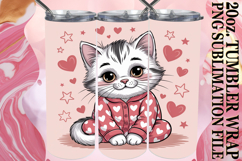 Happy hearts 20oz tumbler wrap, Valentines Cat Product Image 1