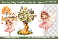 Charming Fairy Woodland Animals Clipart PNG Product Image 1
