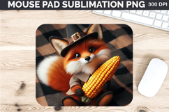 Watercolor Fox Stock Mouse Pad Sublimation -Thanksgiving PNG Product Image 1