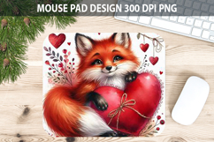 Watercolor Fox Mouse Pad Sublimation - Valentines PNG Product Image 1