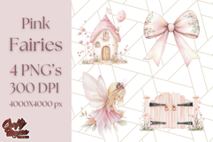 Pastel Pink Fairy Garden Clipart, Enchanted Cottagecore Png Product Image 1