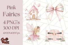 Pastel Pink Fairy Garden Clipart, Enchanted Cottagecore Png Product Image 1