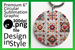 Elegant Keychain Circle Design PNG , Patchwork Product Image 1