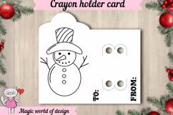 Christmas Snowman Coloring Card svg, Crayon Holder Card Product Image 2