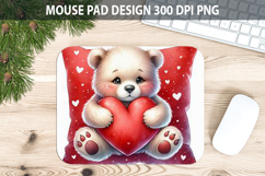 Watercolor Bear Mouse Pad Sublimation - Valentines Png Product Image 1