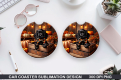 Halloween Dog Car Coaster Sublimation| Halloween Coaster PNG Product Image 1