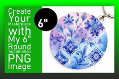 Elegant Keychain Round Design Template , Watercolor Patter Product Image 1