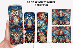 Owls Skinny Tumbler 20oz Wrap Design,4th of july Tumbler PNG Product Image 1