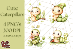 Cute Caterpillar Clipart PNG, Spring Bug Illustrations Product Image 1