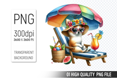Summer Dog Clipart PNG | Summer Watercolor Animals Product Image 1