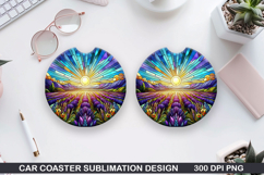Flower Car Coaster Sublimation| Summer Coaster PNG Design Product Image 1