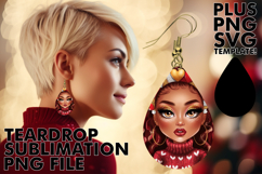 Radiant TEARDROP Earrings Gift PNG, Afro Girl Product Image 1