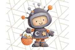 Kawaii Halloween Clipart Cute Kids and Candy Elements Png Product Image 2