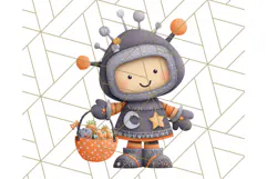 Kawaii Halloween Clipart Cute Kids and Candy Elements Png Product Image 2