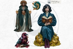 Autumn Witchcraft Clipart - Amber Spells witch PNG set Product Image 10
