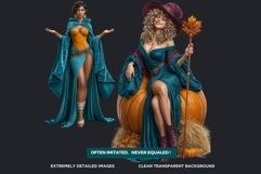 Autumn Witchcraft Clipart - Amber Spells witch PNG set Product Image 3
