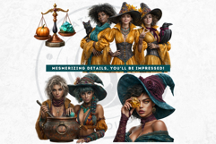 Autumn Witchcraft Clipart - Amber Spells witch PNG set Product Image 8