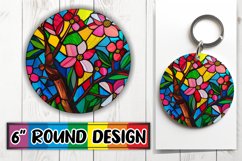 Round Design Colorful Stained Glass Tree Art Product Image 1