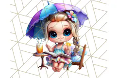 Chibi Summer Girls Clipart PNG, Bright Kawaii Summer Art Product Image 2