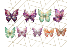 Stained Glass Butterfly PNG Colorful Clipart for Sublimation Product Image 6