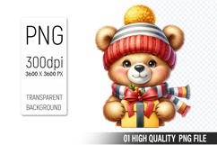 Christmas Bear Clipart PNG, Watercolor Christmas Animals Product Image 1