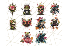 Floral Punk Frogs PNG - Neon Grunge Amphibians Clipart Product Image 4