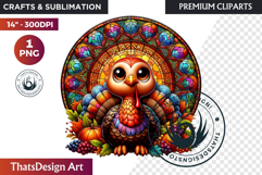 Autumn Thanksgiving Stained Glass PNG, Fall Pumpkin clipart Product Image 1