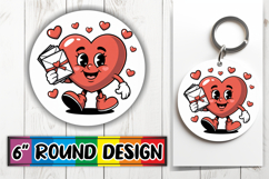 Sweet Keychain Circle Sublimation, Valenines Heart Product Image 1