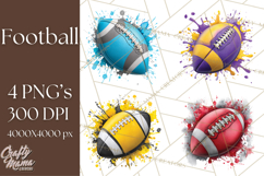Football Clipart PNG with Team Color Paint Splash Design Product Image 1