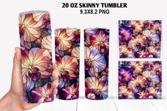 Flower Skinny Tumbler 20oz Wrap Design, Flowers Tumble PNG Product Image 1