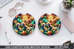 Sheep Car coaster sublimation, Easter Coaster PNG Design Product Image 1