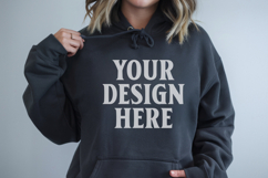 Charcoal Gildan 18500 Hoodie Mockup, G18000 Hoodie Model moc Product Image 1