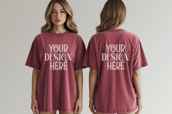 Crimson Comfort Colors 1717 Front &amp; back T shirt Mockup Product Image 1