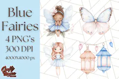 Pastel Blue Fairy Garden Clipart, Enchanted Cottagecore Png Product Image 1