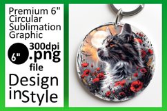 Kitty Joyful Sublimation Circle Design Keychain Product Image 1