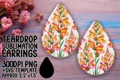 Whimsical Teardrop Design for Earrings PNG , Flowers Product Image 1
